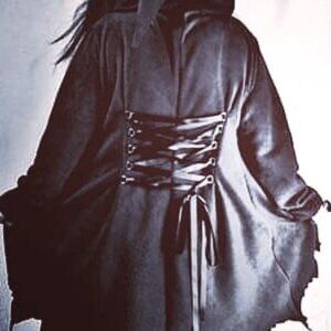 Black Goth, gothic pixie fleece coat